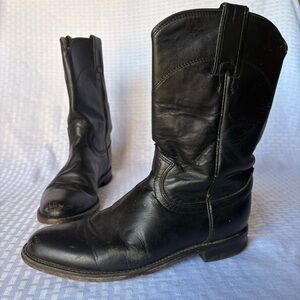 Justin Boots 6.5b, Women’s Classic Roper Boot in Black   (vintage USA-made)